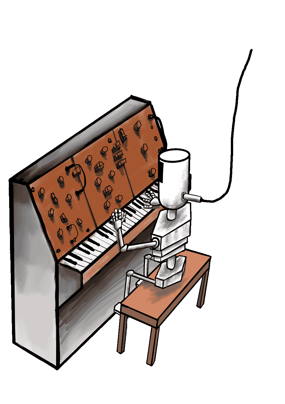robot playing piano